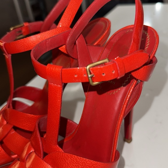 YSL Yves Saint Laurent Tribute Red Patent Sandals 37 - Picture 16 of 16